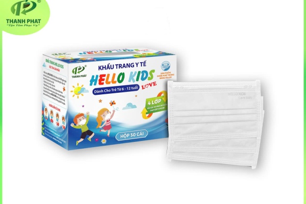 Khẩu Trang Y Tế Hello Kids ( Màu Trắng - 50 cái/hộp )